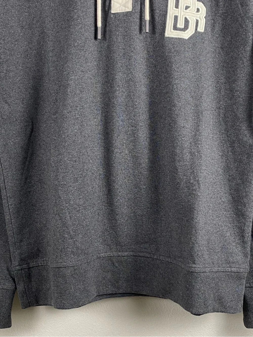 Banana Republic Rugby Long Sleeve Polo Hoodie | Chest Embroidery | Gray/Ivory